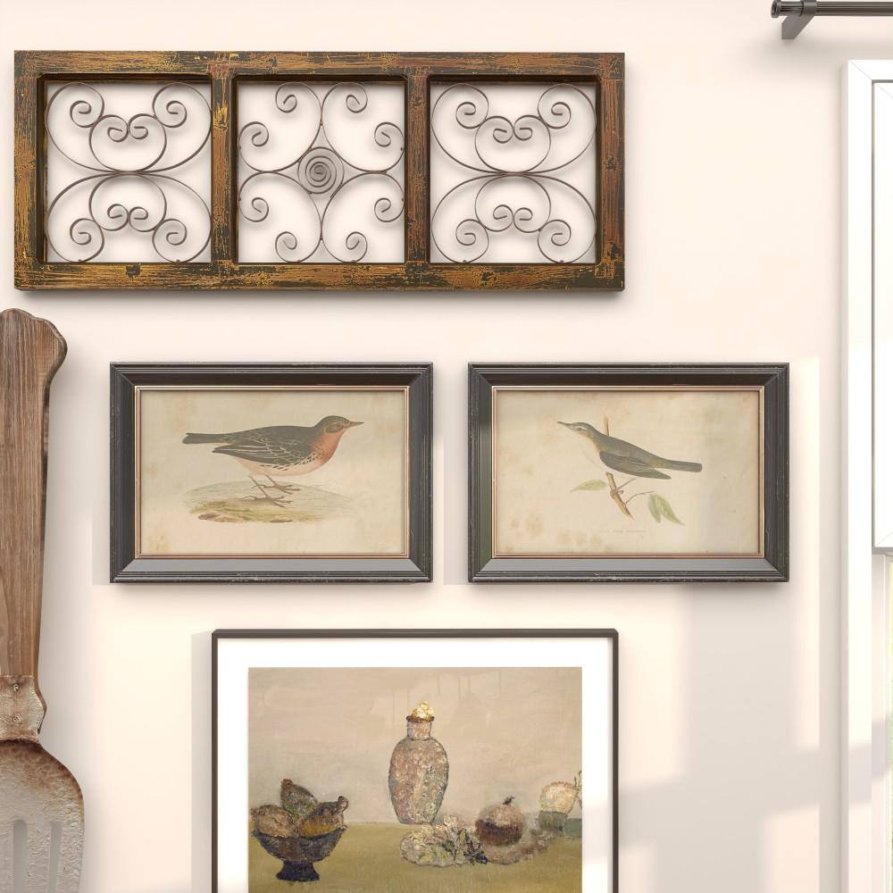 Black Framed Bird Print Wall Art Set, 20" x 14"