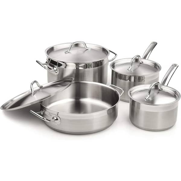 Cooks Standard Professional Stainless Steel 8 Piece Cookware Set, Silver