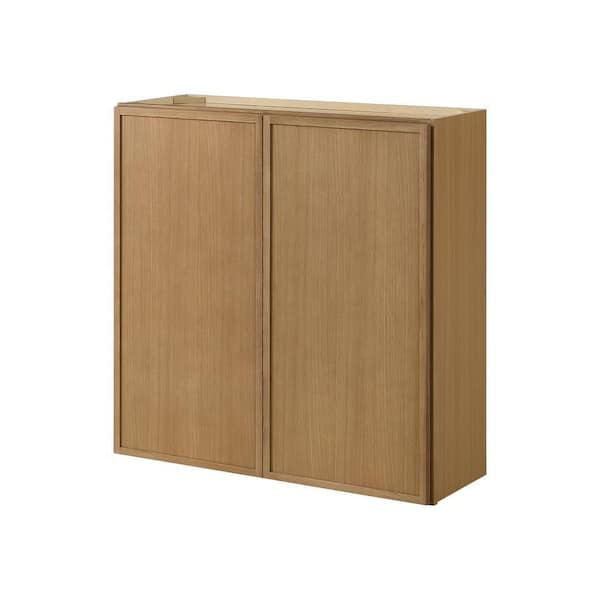 Leyton 36 in. W x 12 in. D x 36 in. H Ready to Assemble Plywood Slim Shaker Wall Kitchen Cabinet in White Oak