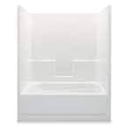 Everyday Smooth Tile 60 in. x 36 in. x 76 in. 1-Piece Bath and Shower Kit with Right Drain in White