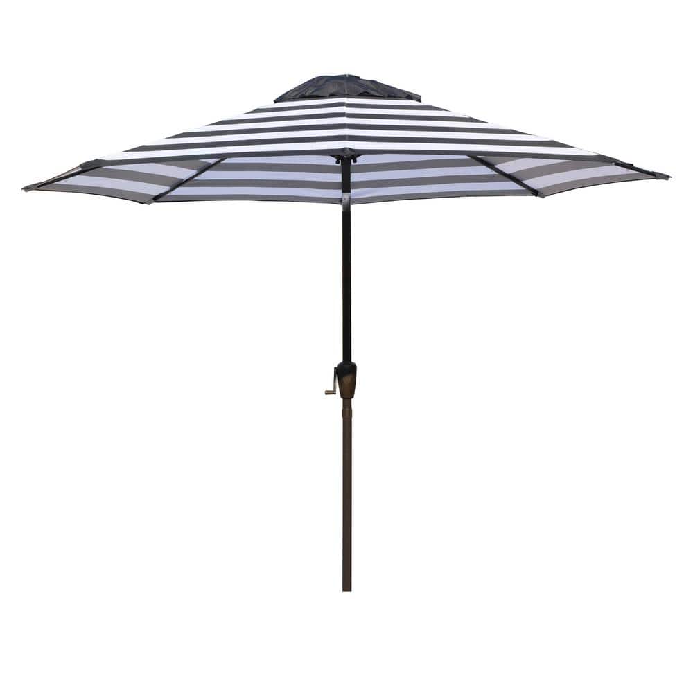 CASAINC 9 ft. Cast Aluminum Patio Market Umbrella with 32 LED Solar