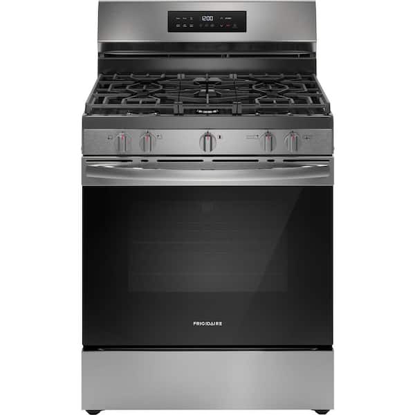 30 in. 5.1 cu. ft. 5 Burner Freestanding Self-Cleaning Gas Range in Stainless Steel with Air Fry