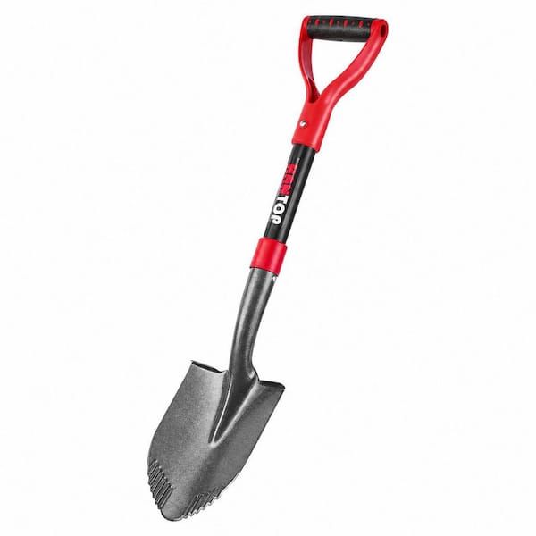 28 in. Fiberglass Handle 1050MN Steel Blade Round Shovel for Digging Gardening Camping Car Survival Beach