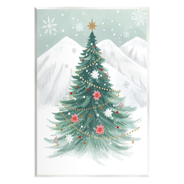 Stupell Industries Subtle Christmas Tree in Snow by Sharon Lee 1-Piece Unframed Graphic Print Nature Poster Art Print 19 in. x 13 in.