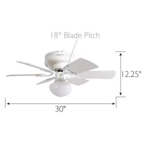 Atrium 30 in. Traditional Indoor Hugger White Ceiling Fan with Dimmable LED Light Kit