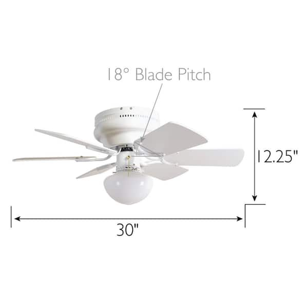 Atrium 30 in. Traditional Indoor Hugger White Ceiling Fan with Dimmable LED Light Kit