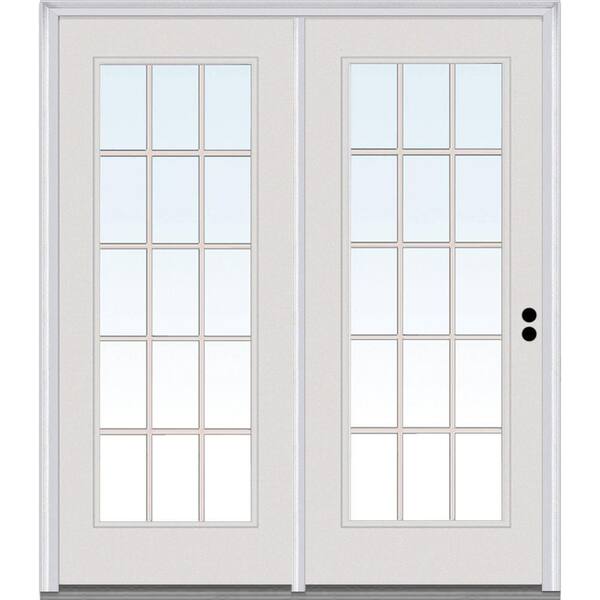 MMI Door 60 in. x 80 in. Grilles Between Glass Primed Fiberglass Smooth Prehung Left-Hand Inswing 15 Lite Stationary Patio Door