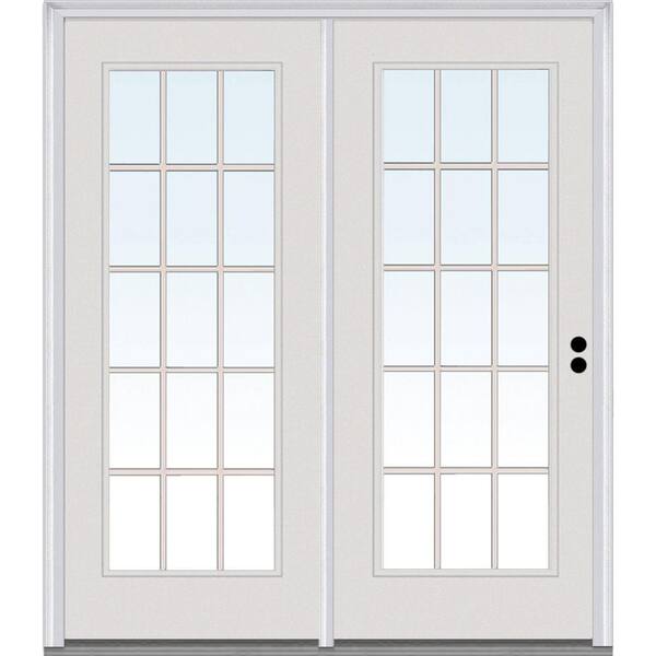 MMI Door 64 in. x 80 in. Grilles Between Glass Primed Steel Prehung Left-Hand Inswing 15 Lite Stationary Patio Door