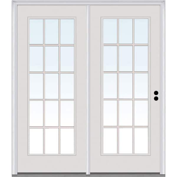 MMI Door 68 in. x 80 in. Classic Clear GBG Majestic Steel Left-Hand Inswing 15-Lite Exterior Patio Door