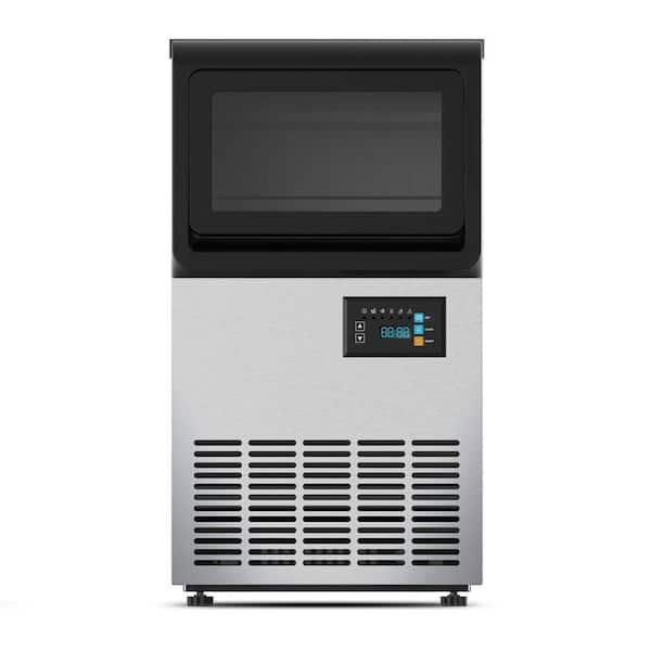 13.78 in. Freestanding Commercial Full Size Cubes Spray Ice Maker 120 lb. /24 H Stainless, Steel Self Cleaning