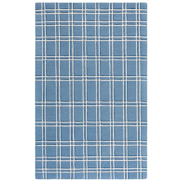 SAFAVIEH Genre 5 ft. x 8 ft. Blue/Ivory Refracted Geometric Tile Area Rug