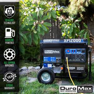 12,000-Watt/9,500-Watt 457 cc Electric Start Gas Portable Home Power Back Up Generator with CO Alert