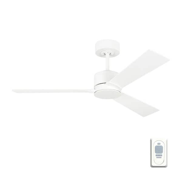 Rozzen 44 in. Modern Burnished Brass Ceiling Fan with White Blades, DC Motor and Remote Control