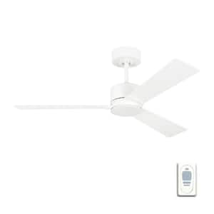Rozzen 44 in. Modern Matte White Ceiling Fan with White Blades, DC Motor and Remote Control