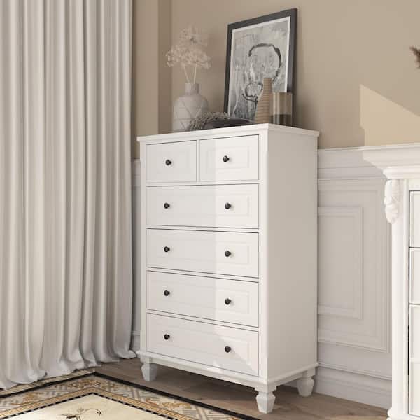 6-Drawers White Nursery Storage Dresser Kids Dresser Organizer With With Anti Tipping 47.4 in. H x 31.5 W x 15.7 D
