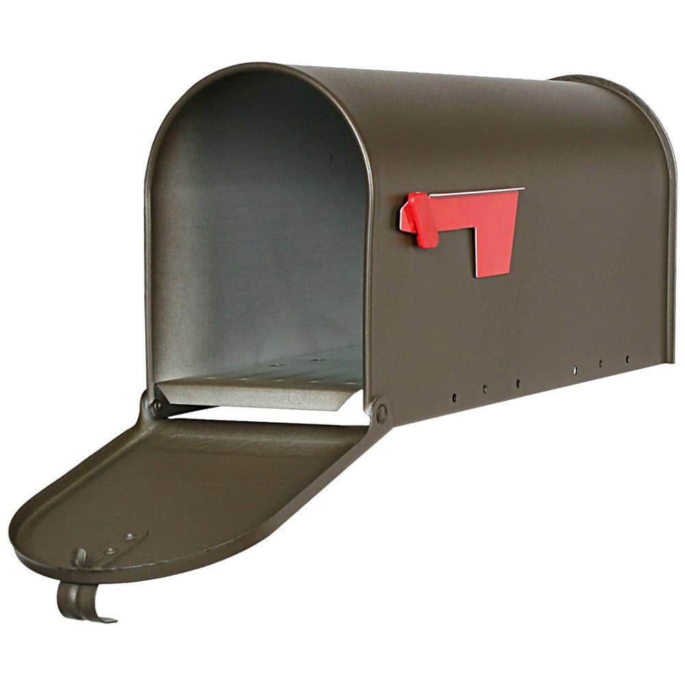 Medium Venetian Bronze Steel Post-Mount Mailbox