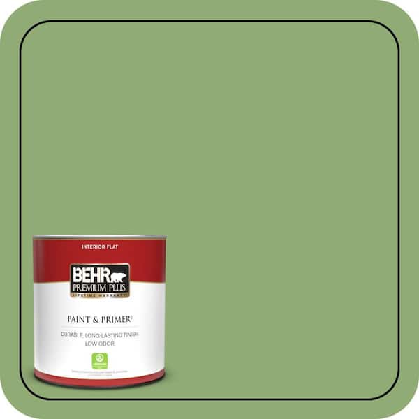 BEHR PREMIUM PLUS 1 qt. #430D-5 Geranium Leaf Flat Low Odor Interior Paint & Primer
