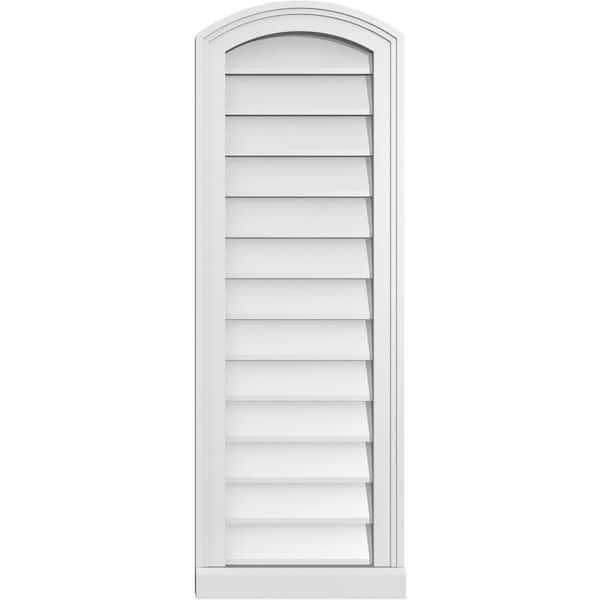 Ekena Millwork 14" x 40" Arch Top Surface Mount PVC Gable Vent: Functional with Brickmould Sill Frame
