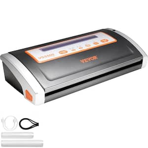 Black Food Vacuum Sealer Machine with Automatic/Manual Air Sealing System, Built-in Cutter, 2 Bag Rolls, External Hose