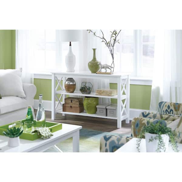 International Concepts Hampton 48 in. Pure White Standard Rectangle Wood Console Table with Shelves