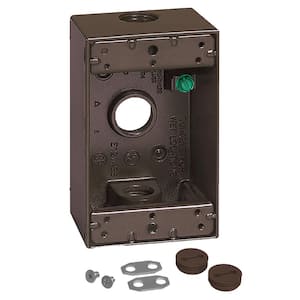 1-Gang Metal Weatherproof Electrical Outlet Box with (3) 1/2 inch Holes, Bronze