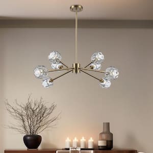 Sequoia 8-Light Gold Modern Sputnik Chandelier with Clear Glass Shades