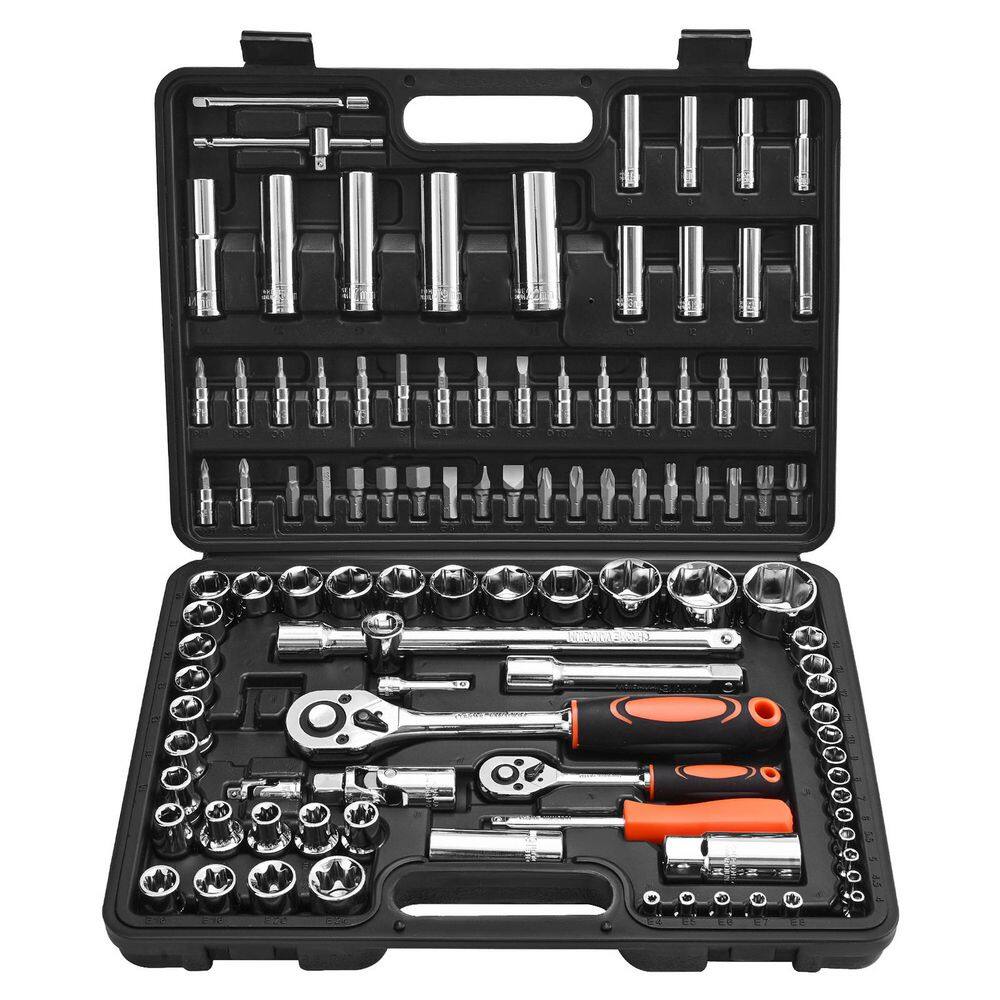 Socket Set, 108 Pieces, 1/4 and 1/2 in. Drive Socket and Ratchet Set, Metric Size from 4 to 32 mm, Mechanic Tool Kit price history on PriceWatchPro