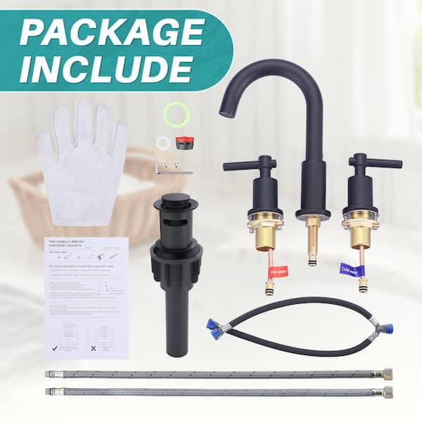 ARCORA 8 in. Widespread 2-Handle 3 Hole Bathroom Faucet with Pop