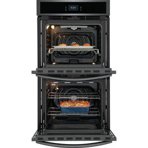 27 in. Double Electric Wall Oven with Total Convection in Smudge-Proof Black Stainless Steel