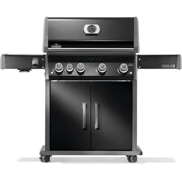 NAPOLEON Rogue PRO 525 5-Burner Natural Gas Grill in Black with Infrared Side Burner and Cast Iron Cooking Grids