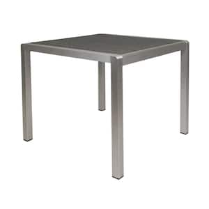 All Weather Square Anodized Aluminum Patio Dining Table Outdoor Patio Wicker Table Top for Lawn Garden Deck, Gray
