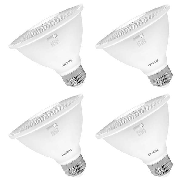 LUXRITE 75-Watt Equivalent PAR30 Short Neck Flood LED Light Bulb 5CCT 850 Lumens 10-Watt Dimmable Damp Rated ET E26 (4 Pack)