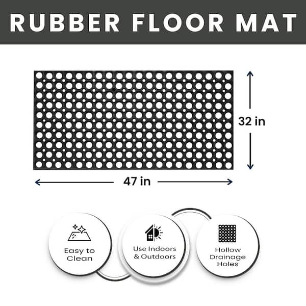 Narrow Grid - Easy Wheel Roll - No Slip/Anti-Fatigue/Drainage - Heavy Duty  - PVC - Workplace Floor Mat 