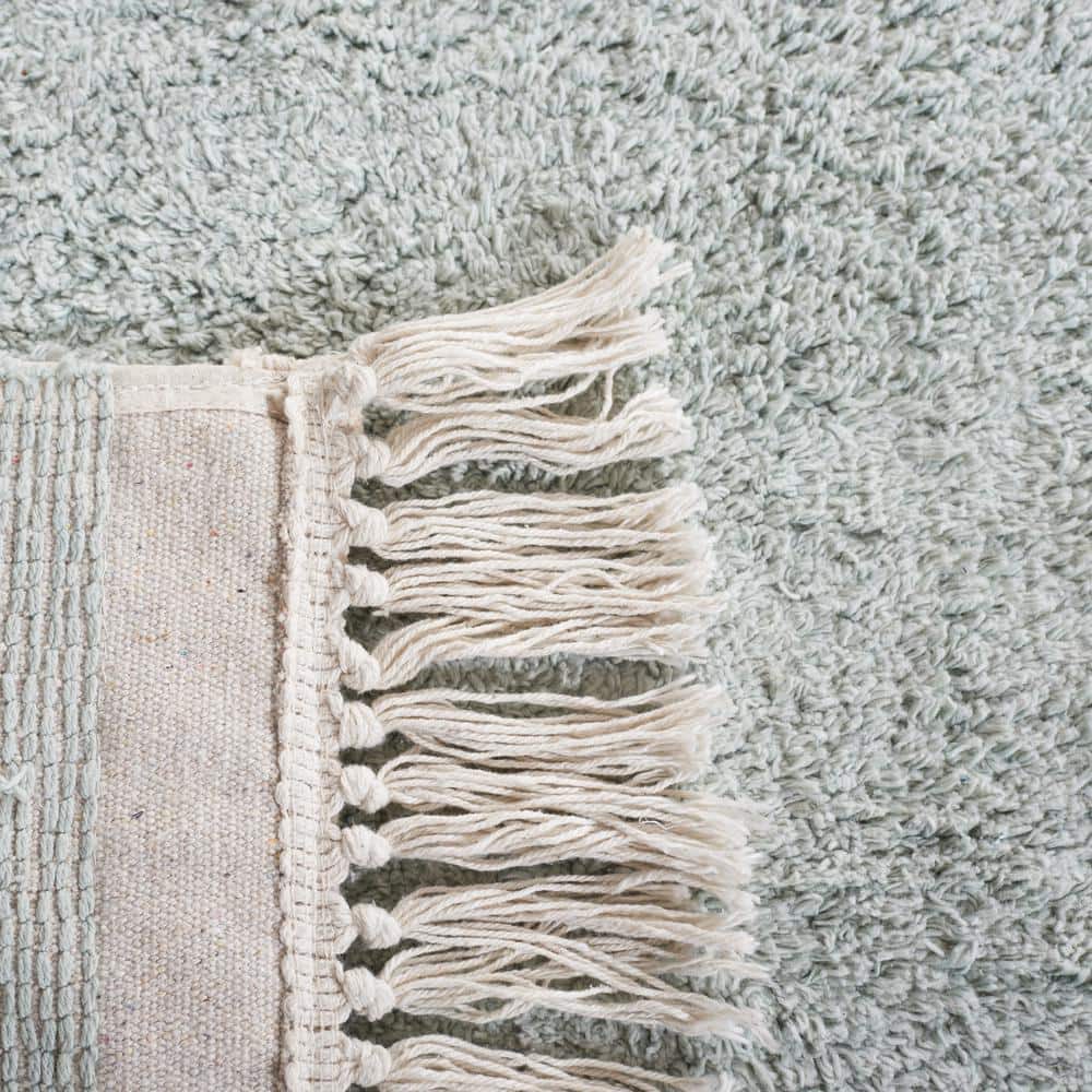 Light Blue and Ivory 4' x 6' Hand-Knotted Washable Rug