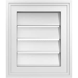 12 in. x 14 in. Vertical Surface Mount PVC Gable Vent: Functional with Brickmould Frame