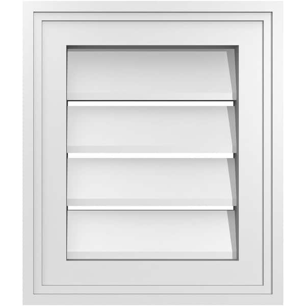 Ekena Millwork 12 in. x 14 in. Vertical Surface Mount PVC Gable Vent: Functional with Brickmould Frame