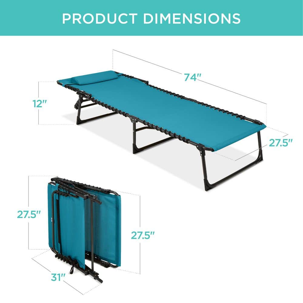 Peacock Blue Adjustable Outdoor Chaise Lounge Chair with Pillow
