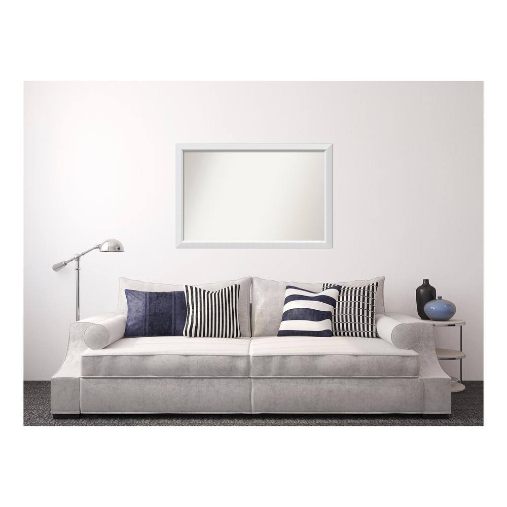 Blanco White 48.25 in. x 32.25 in. Custom Non-Beveled Wood Framed Bathroom 