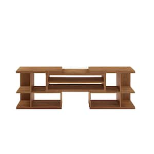 55-78 in. English Oak Wood Modern Adjustable TV Stand for TVs Up to 82 in.