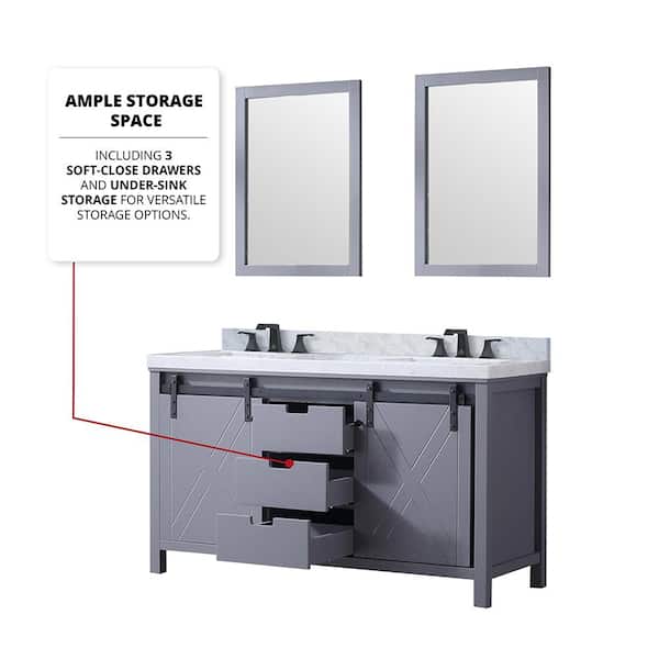 Lexora Marsyas 60-in Dark Grey Bathroom Vanity Cabinet (Mirror Included) Lexora Marsyas 60-in Dark Grey Bathroom Vanity Cabinet (Mirror Included)
