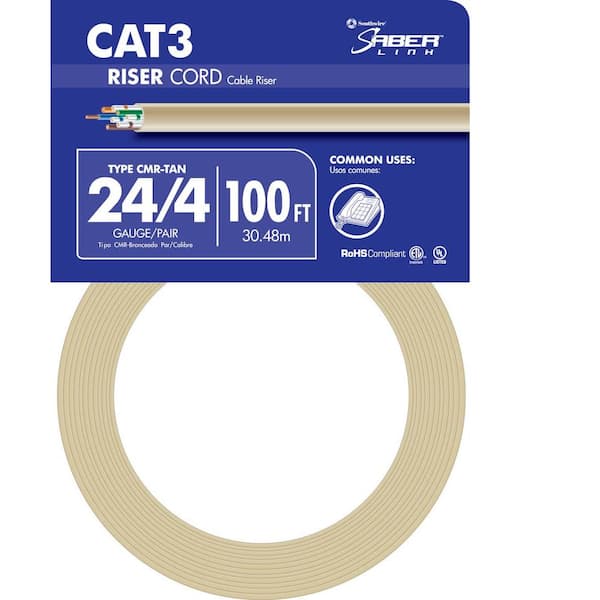 Southwire 100 ft. Tan 24/4 Solid CU CAT3 CMR (Riser) Data Cable