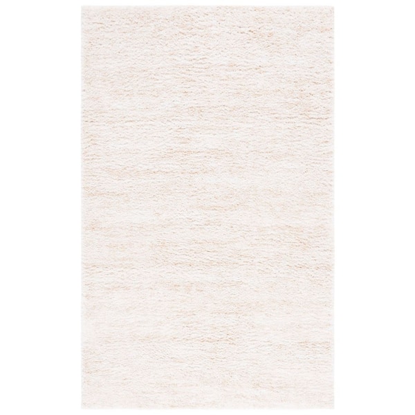 Berber Shag 2 ft. x 4 ft. Ivory/Beige Two-Toned Solid Area Rug
