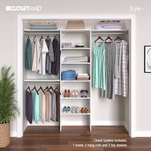 Style+ 73.1 in W - 121.1 in W White Basic Wood Closet System Kit