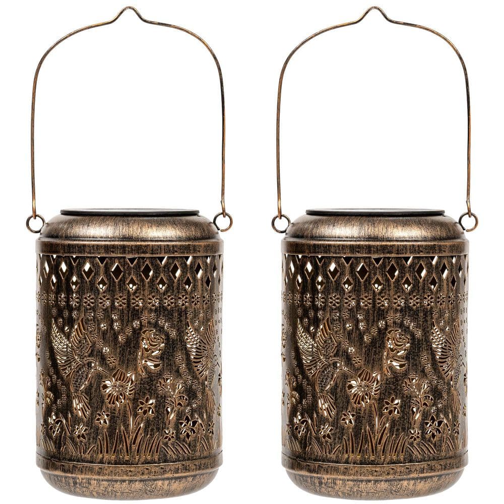 GIGALUMI Solar Outdoor Metal Lanterns Garden Lights Decor (2