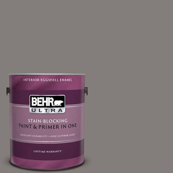 BEHR ULTRA 1 gal. #UL260-3 Suede Gray Eggshell Enamel Interior Paint and Primer in One