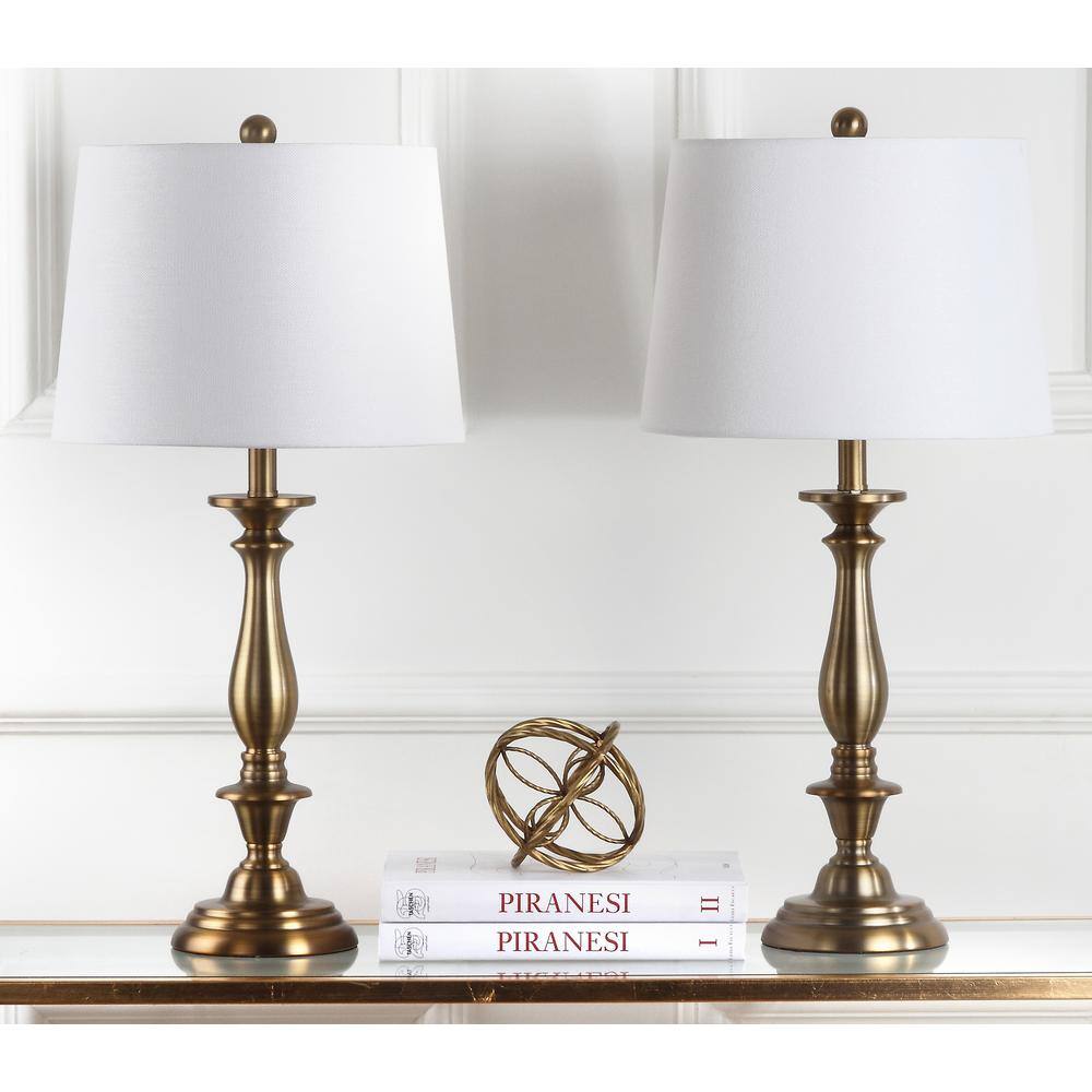 Brighton 29" Gold Candlestick Table Lamp Set with White Shades