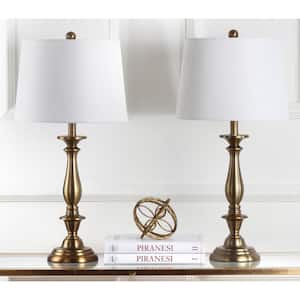 Brighton 29 in. Gold Candlestick Table Lamp with Off-White Shade (Set of 2)