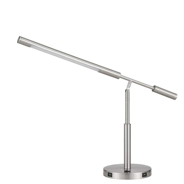 CAL Lighting Auray 16 in. Brushed Steel Metal Indoor Desk Lamp with LED