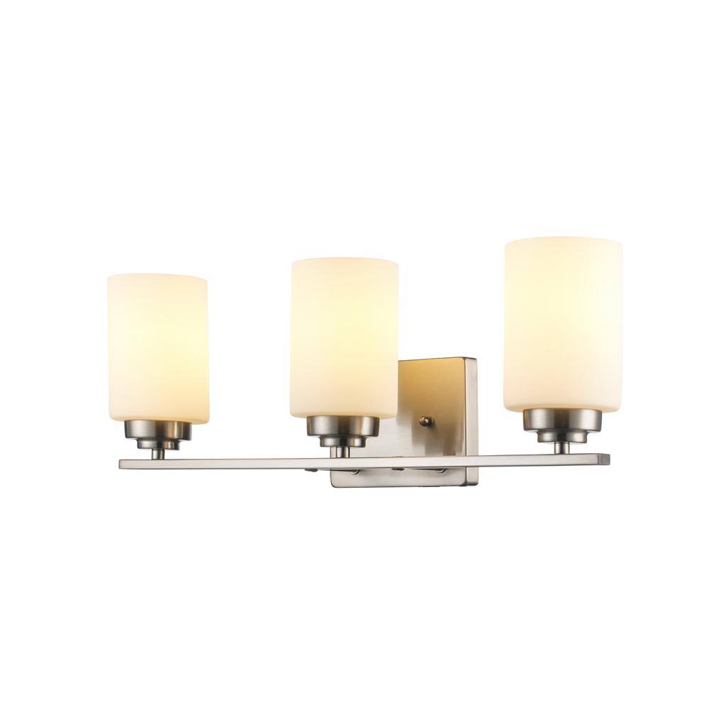 Mod Space Industrial 3-Light Brushed Nickel Bathroom Vanity Light