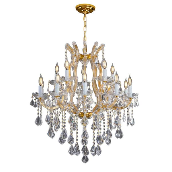 D35.5 in. 24-Light Modern Gold Candle Crystal Chandelier Luxury Crystal Chandelier High Ceiling,Staircase,Living Room